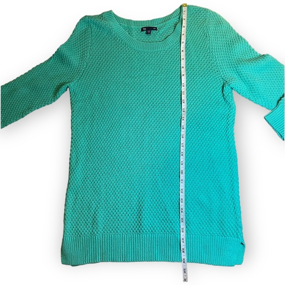 GAP Green/Turquoise Cotton Waffle-Knit Sweater L - Picture 7 of 9